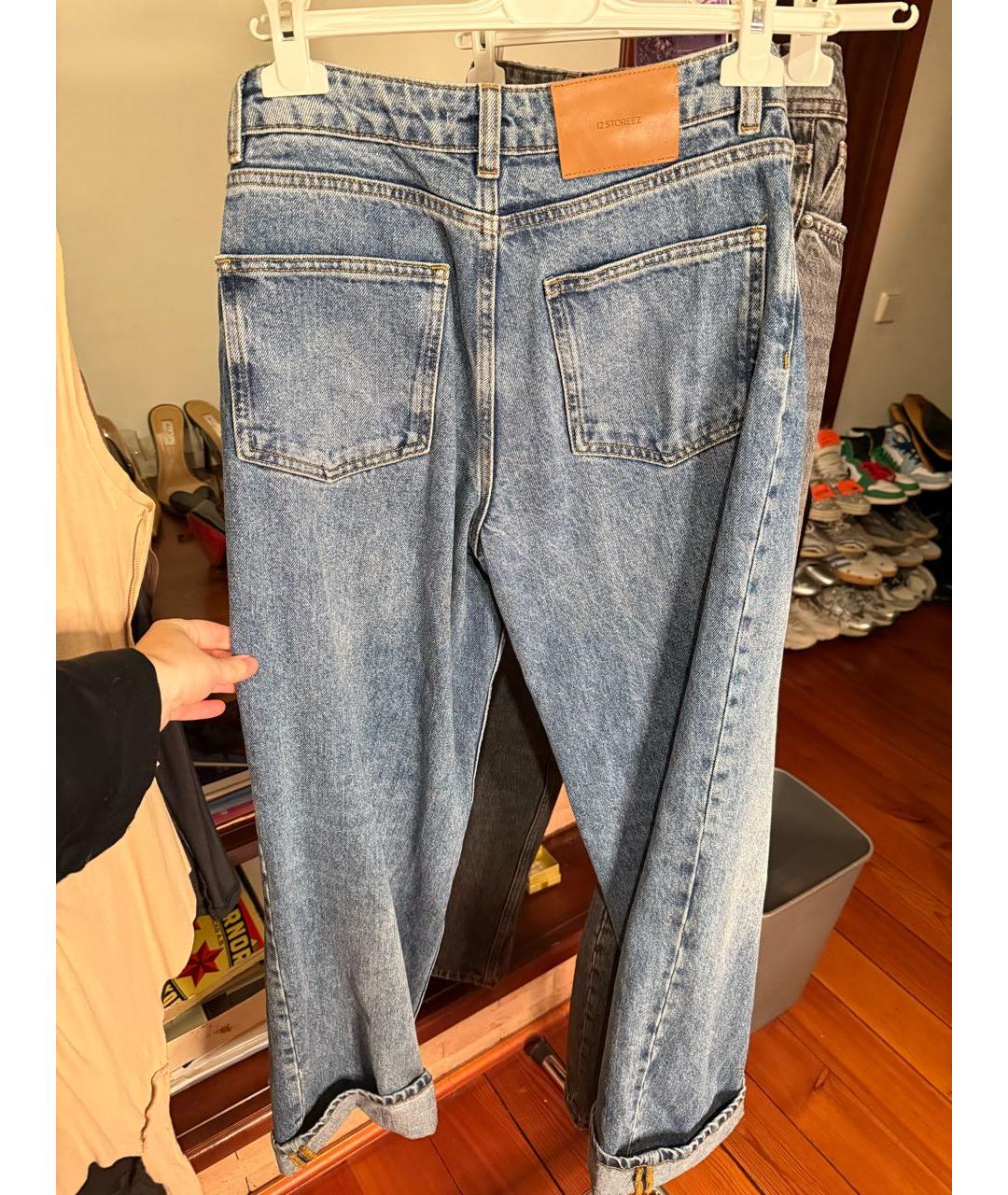 12 STOREEZ Темно-синие хлопковые прямые джинсы, фото 8