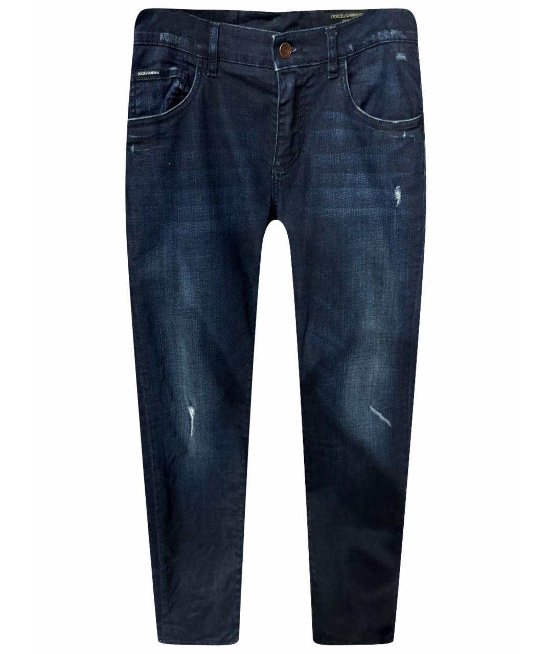 DOLCE&GABBANA Темно-синие хлопко-эластановые джинсы скинни, фото 1