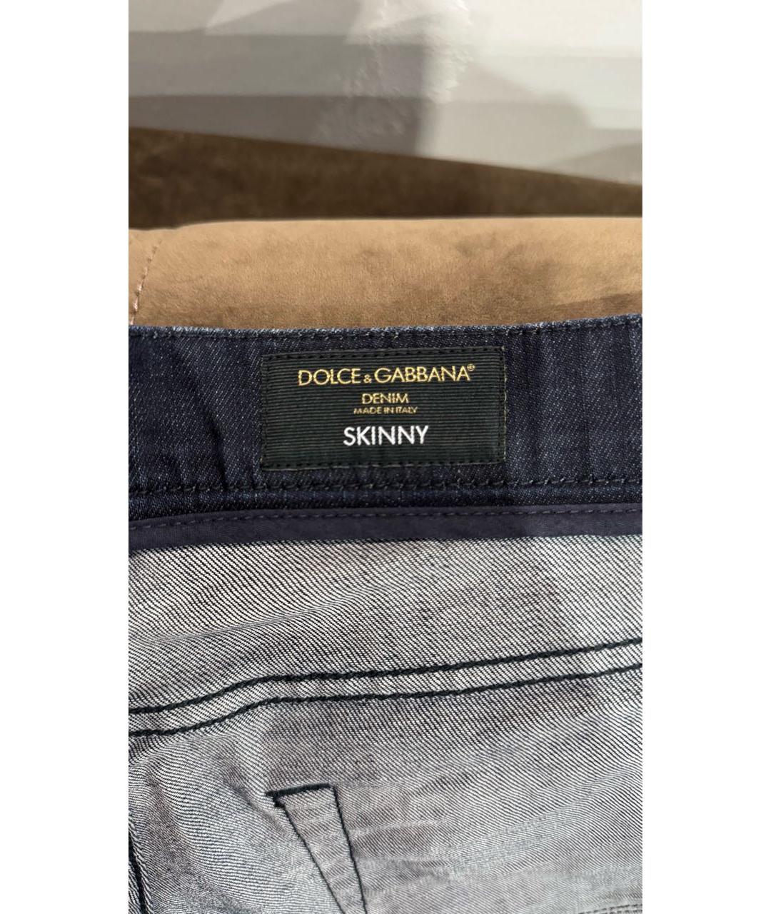 DOLCE&GABBANA Темно-синие хлопко-эластановые джинсы скинни, фото 6