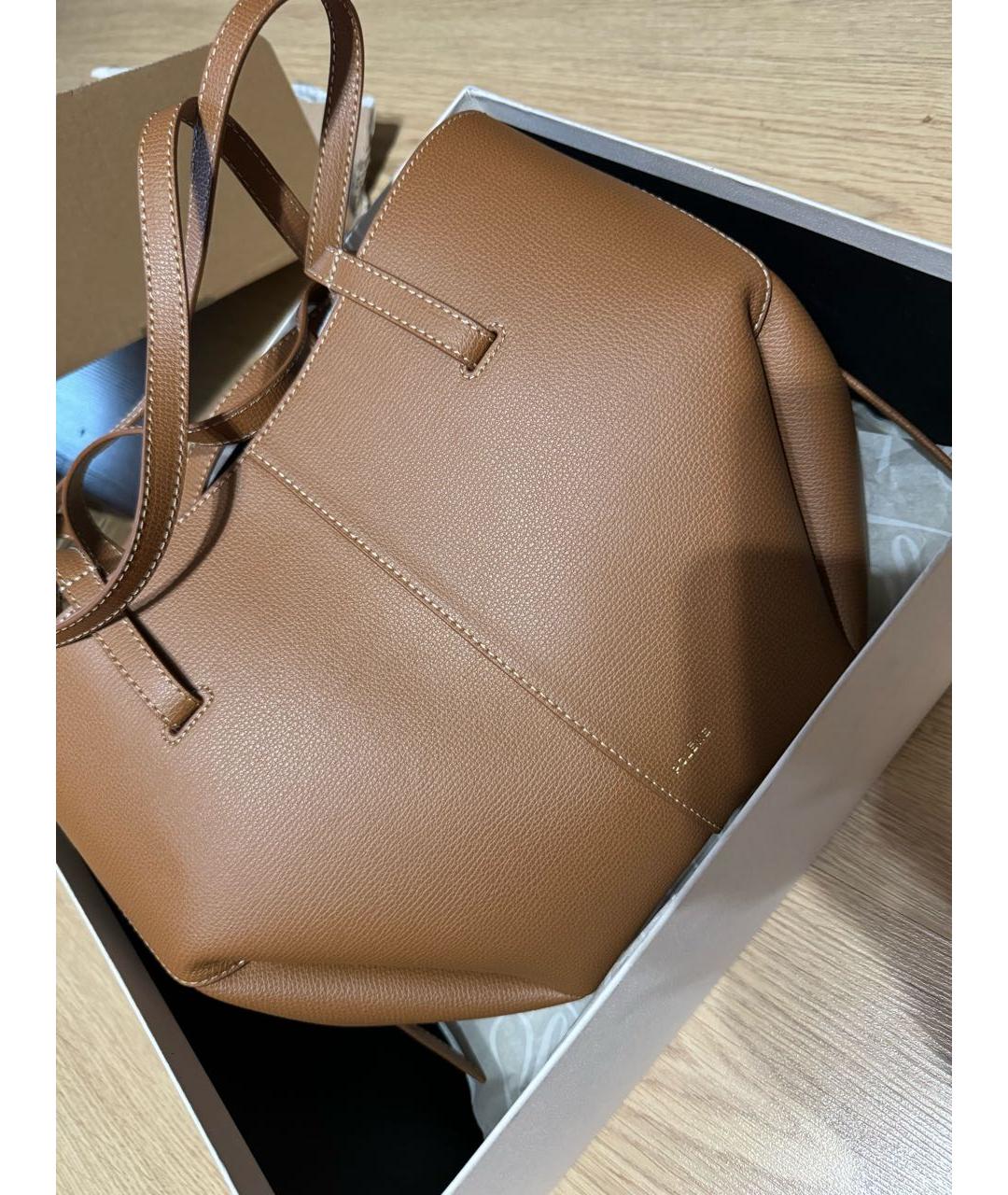 POLENE Коричневая кожаная сумка тоут, фото 6