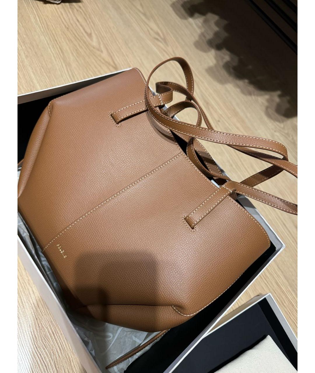 POLENE Коричневая кожаная сумка тоут, фото 2