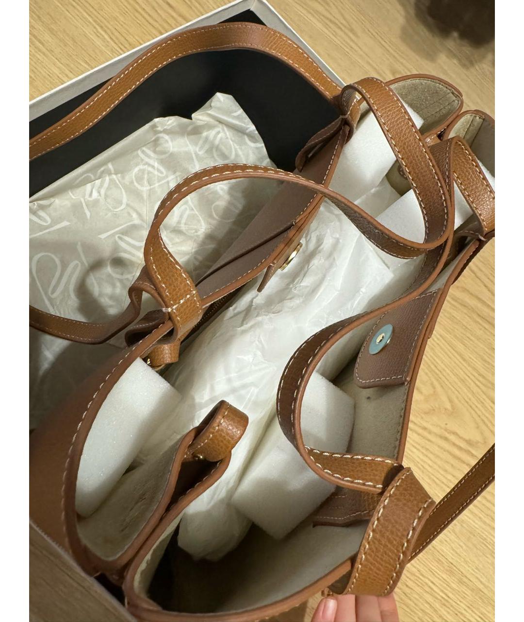 POLENE Коричневая кожаная сумка тоут, фото 5