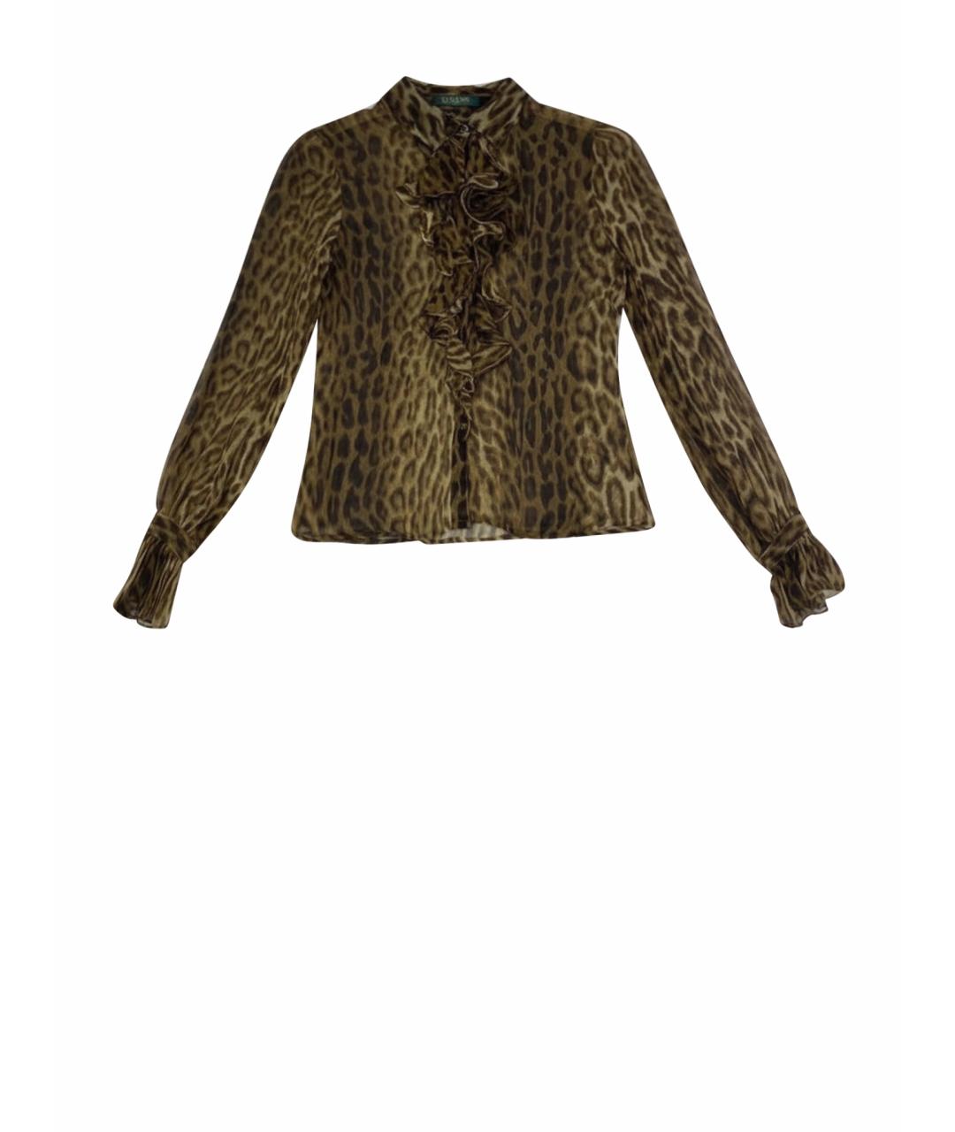 RALPH LAUREN Коричневая шелковая блузы, фото 1