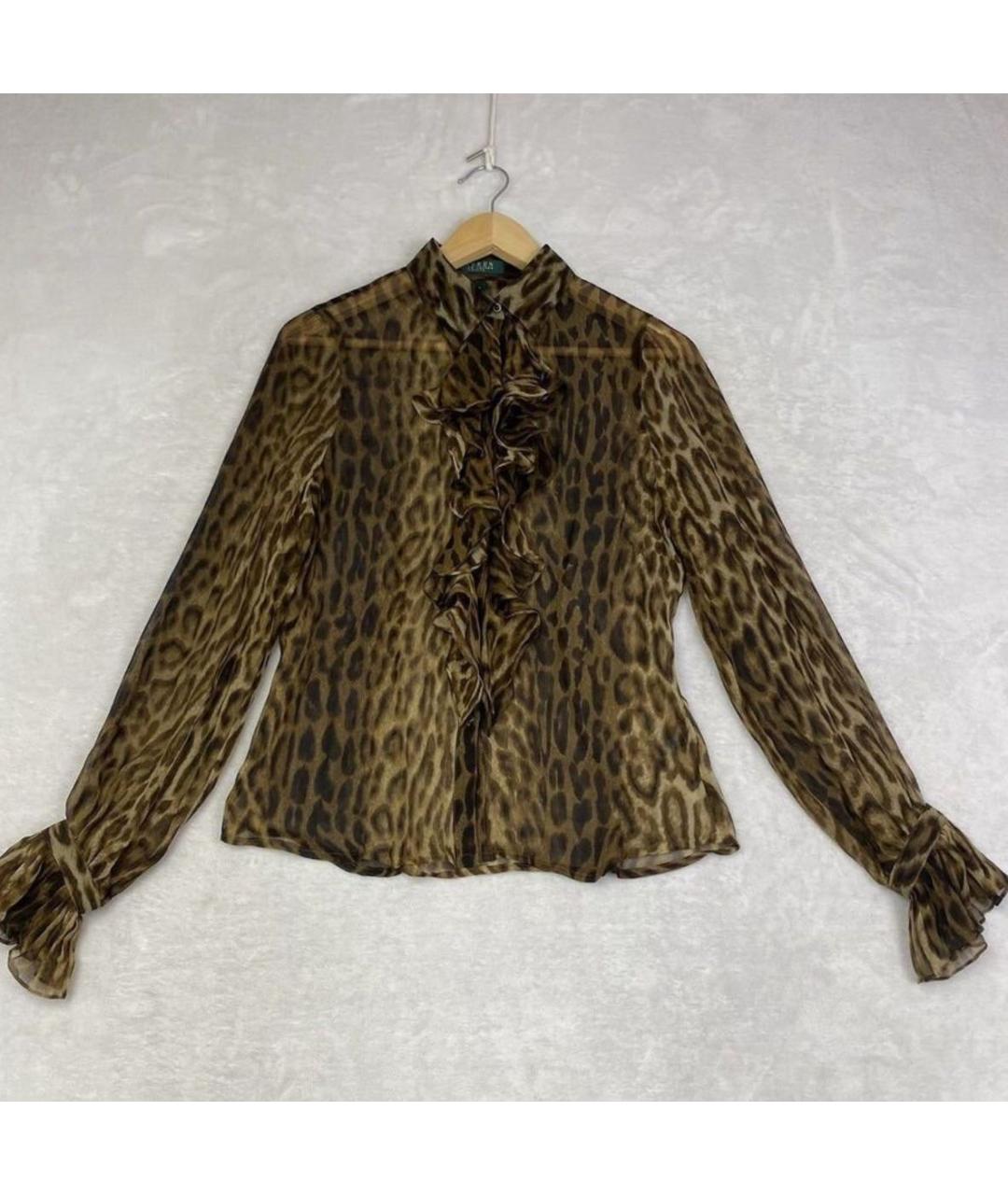 RALPH LAUREN Коричневая шелковая блузы, фото 5