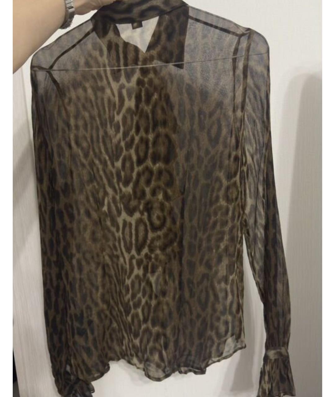 RALPH LAUREN Коричневая шелковая блузы, фото 4