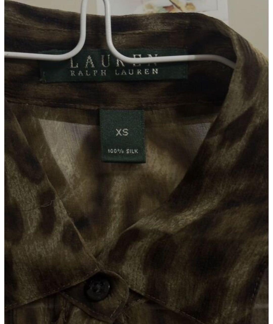 RALPH LAUREN Коричневая шелковая блузы, фото 3