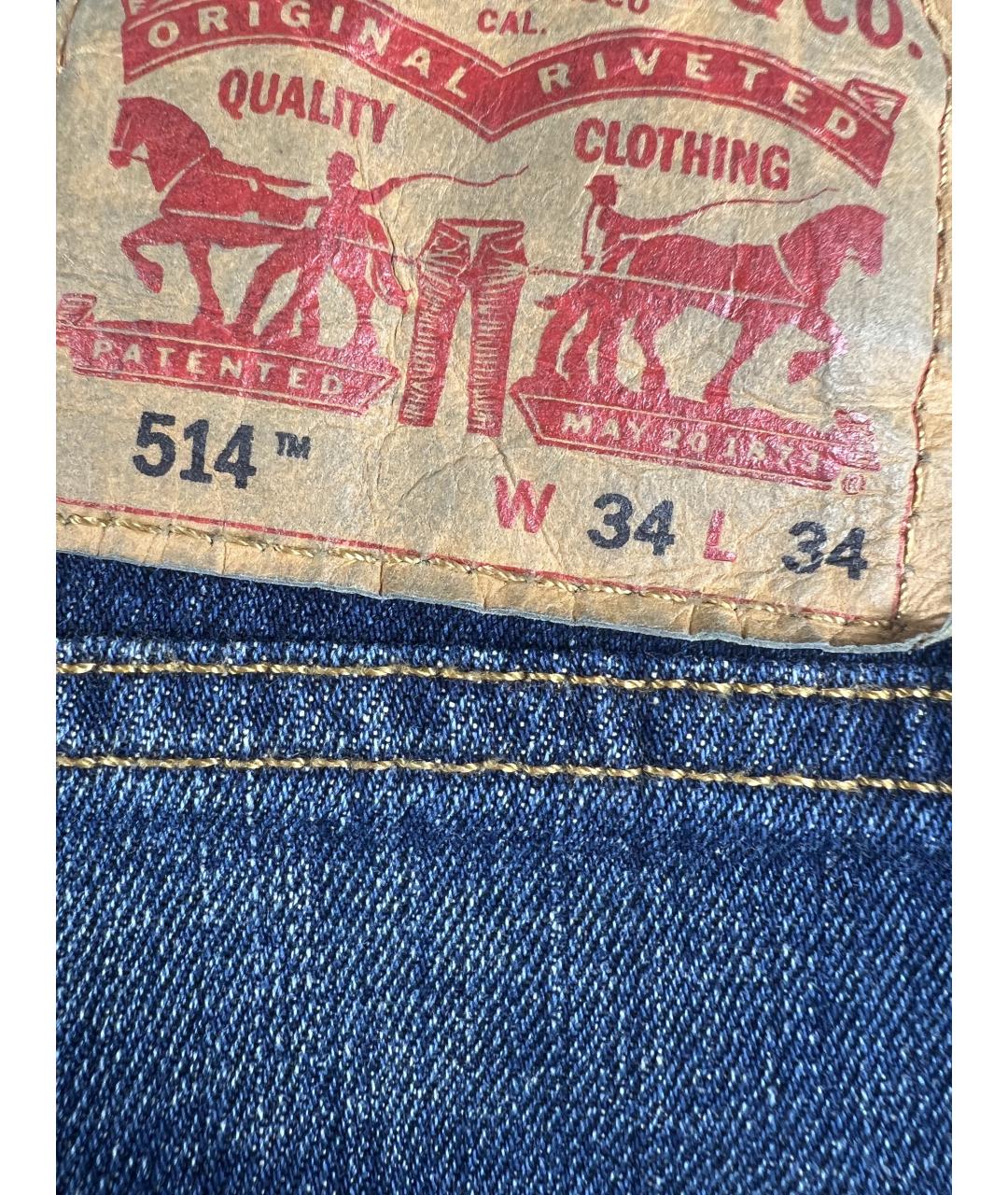 LEVI'S Синие хлопковые прямые джинсы, фото 5