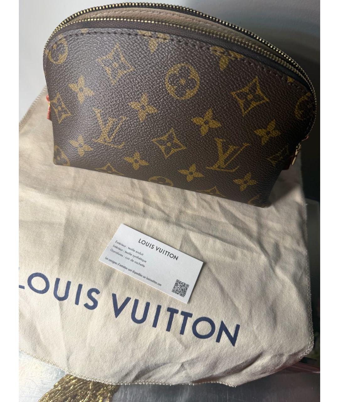 LOUIS VUITTON Коричневая косметичка, фото 7
