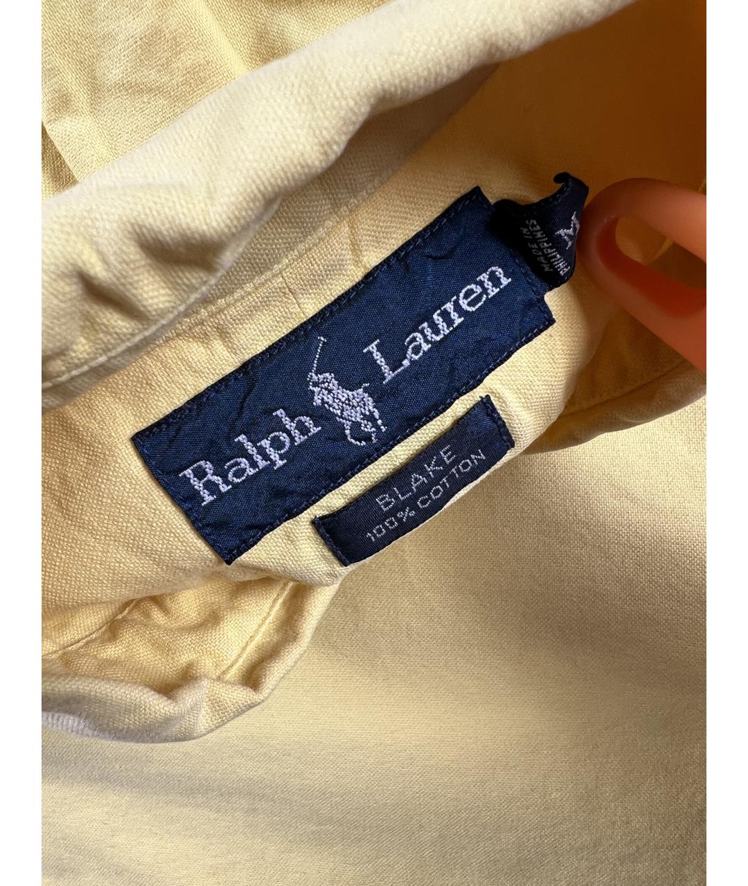 RALPH LAUREN Желтая хлопковая классическая рубашка, фото 4