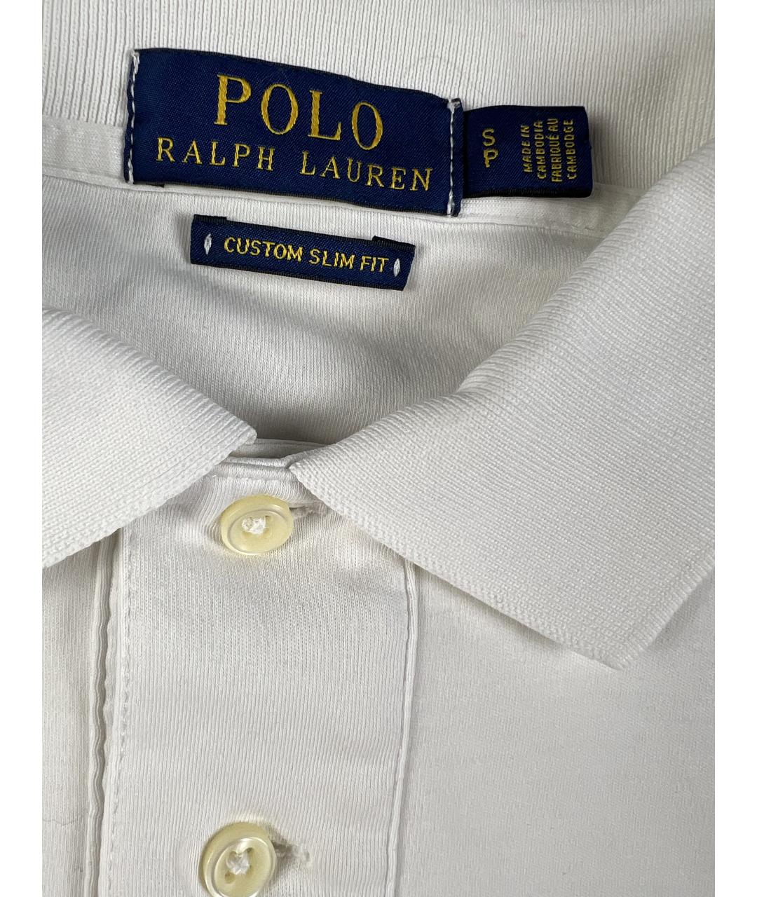 RALPH LAUREN Белое хлопковое поло с длинным рукавом, фото 4