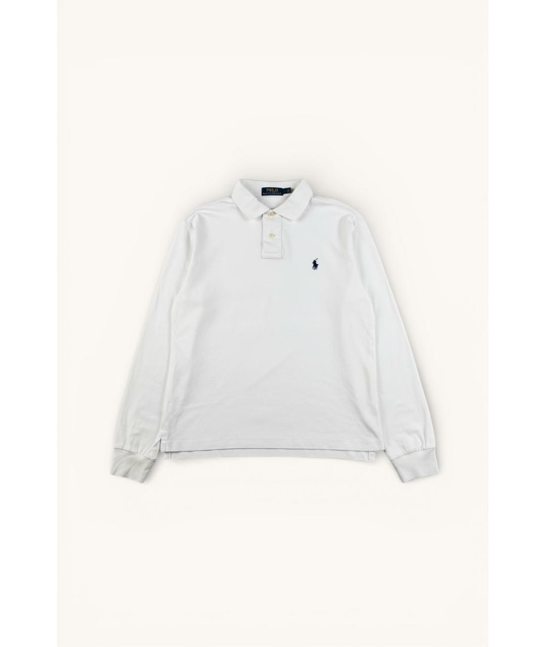 RALPH LAUREN Белое хлопковое поло с длинным рукавом, фото 6