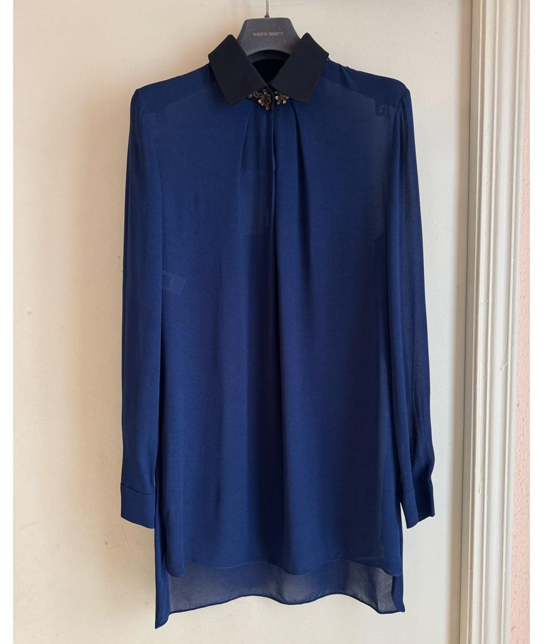 ALBERTA FERRETTI Темно-синяя вискозная блузы, фото 9