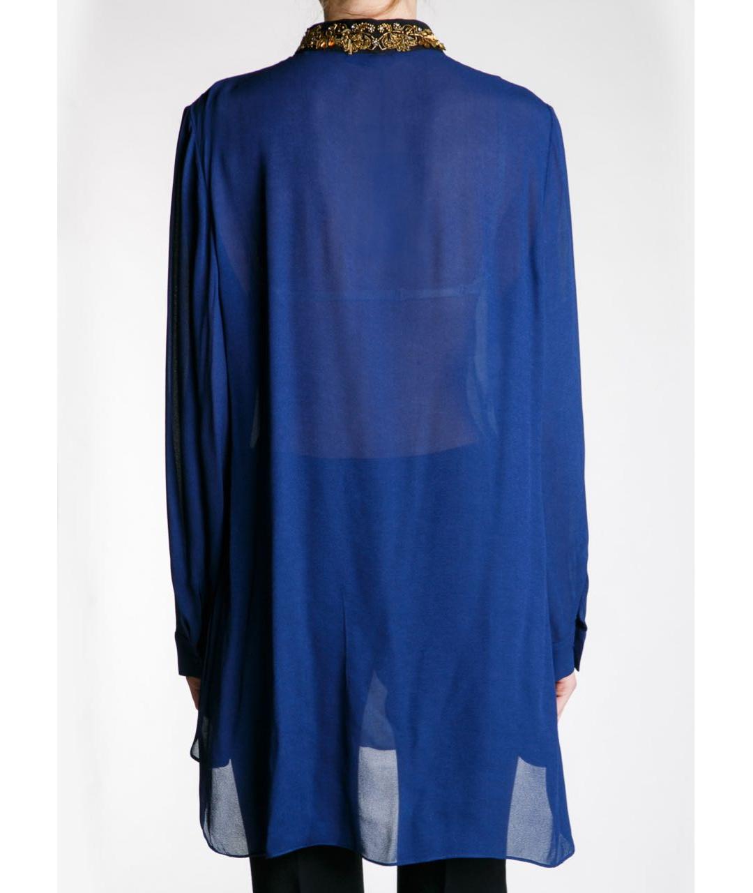 ALBERTA FERRETTI Темно-синяя вискозная блузы, фото 8