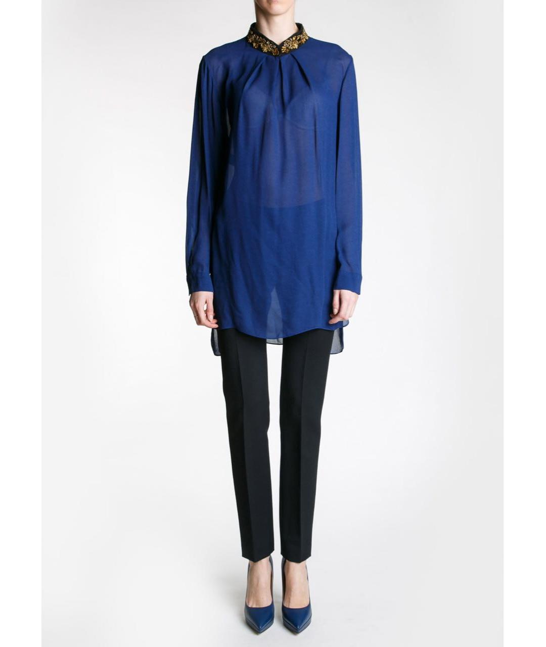 ALBERTA FERRETTI Темно-синяя вискозная блузы, фото 7