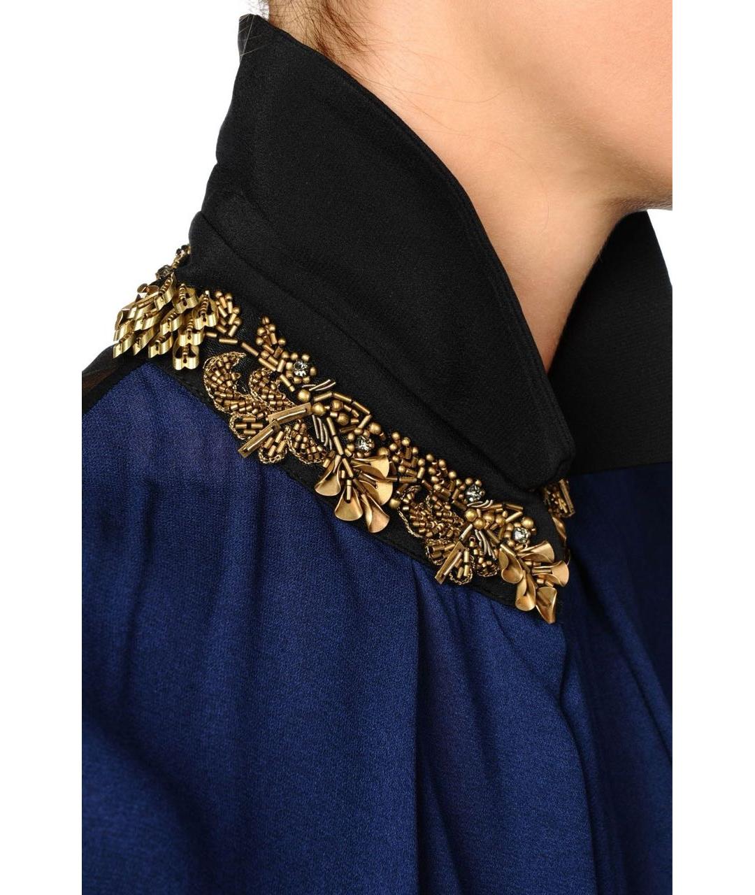 ALBERTA FERRETTI Темно-синяя вискозная блузы, фото 3