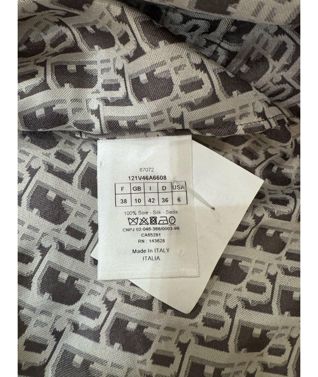 CHRISTIAN DIOR Серебрянный шелковый костюм с брюками, фото 5