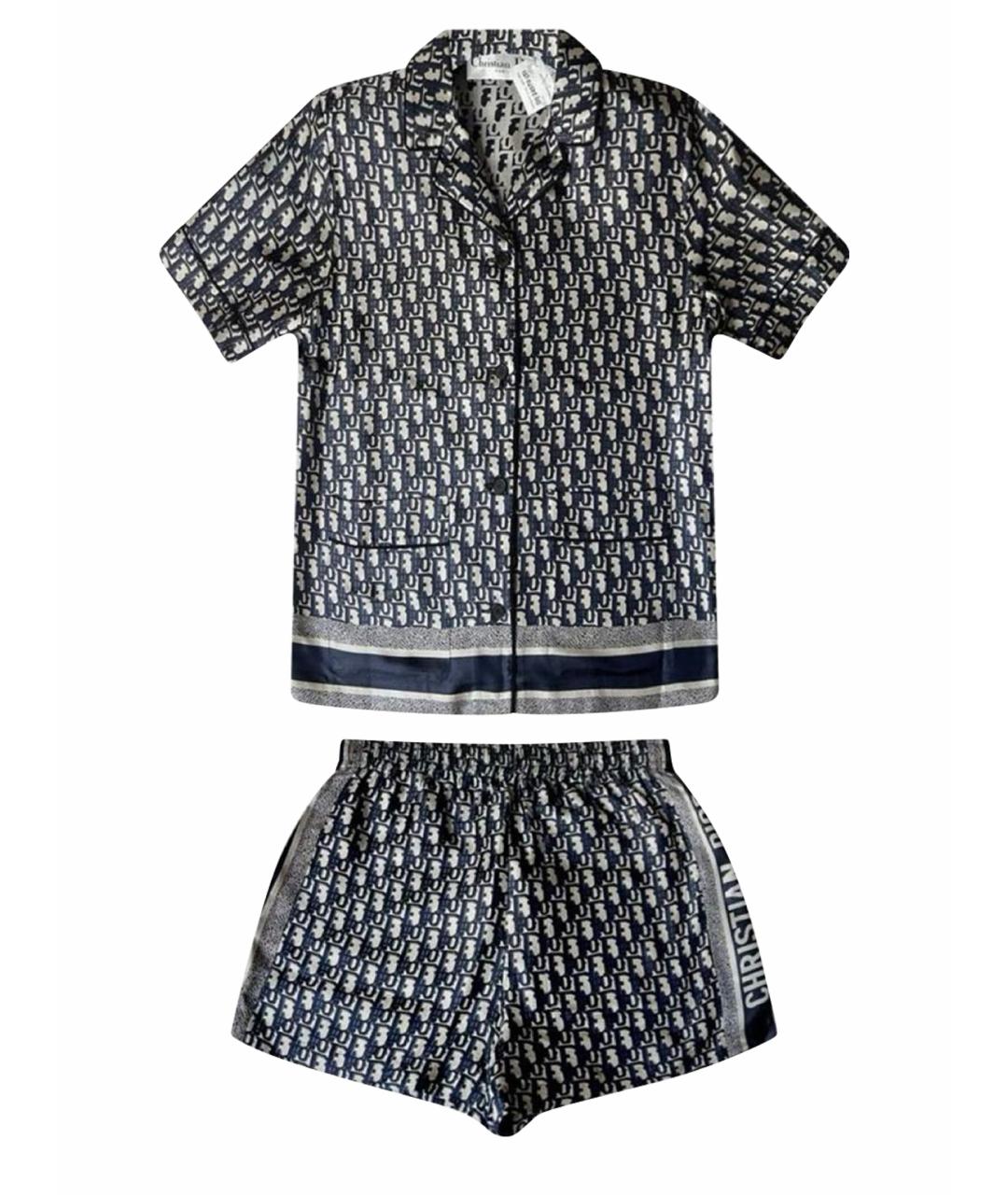 CHRISTIAN DIOR Серебрянный шелковый костюм с брюками, фото 1