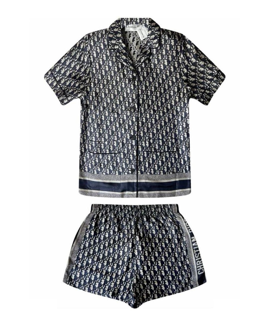 CHRISTIAN DIOR Серебрянный шелковый костюм с брюками, фото 8