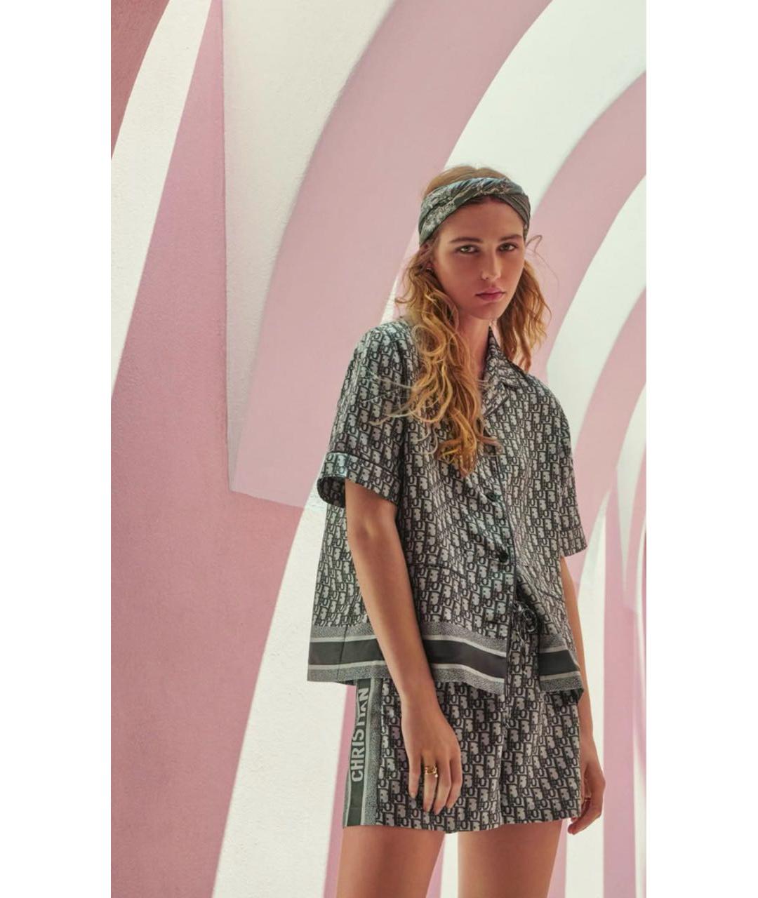 CHRISTIAN DIOR Серебрянный шелковый костюм с брюками, фото 4