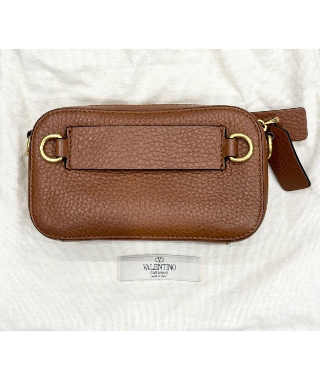 VALENTINO Коричневая кожаная сумка на плечо, фото 4