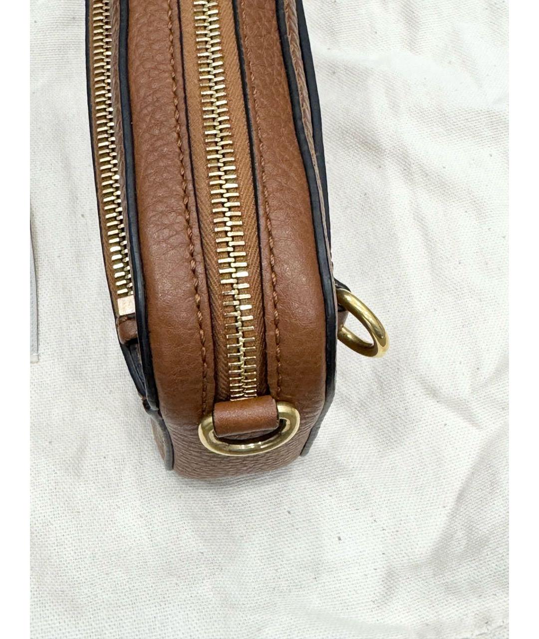 VALENTINO Коричневая кожаная сумка на плечо, фото 7