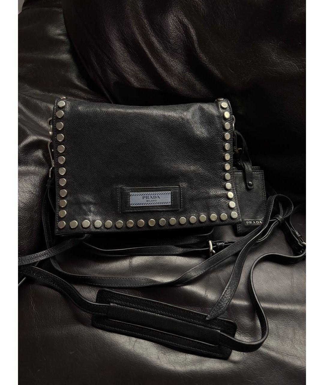 PRADA Черная кожаная сумка с короткими ручками, фото 2