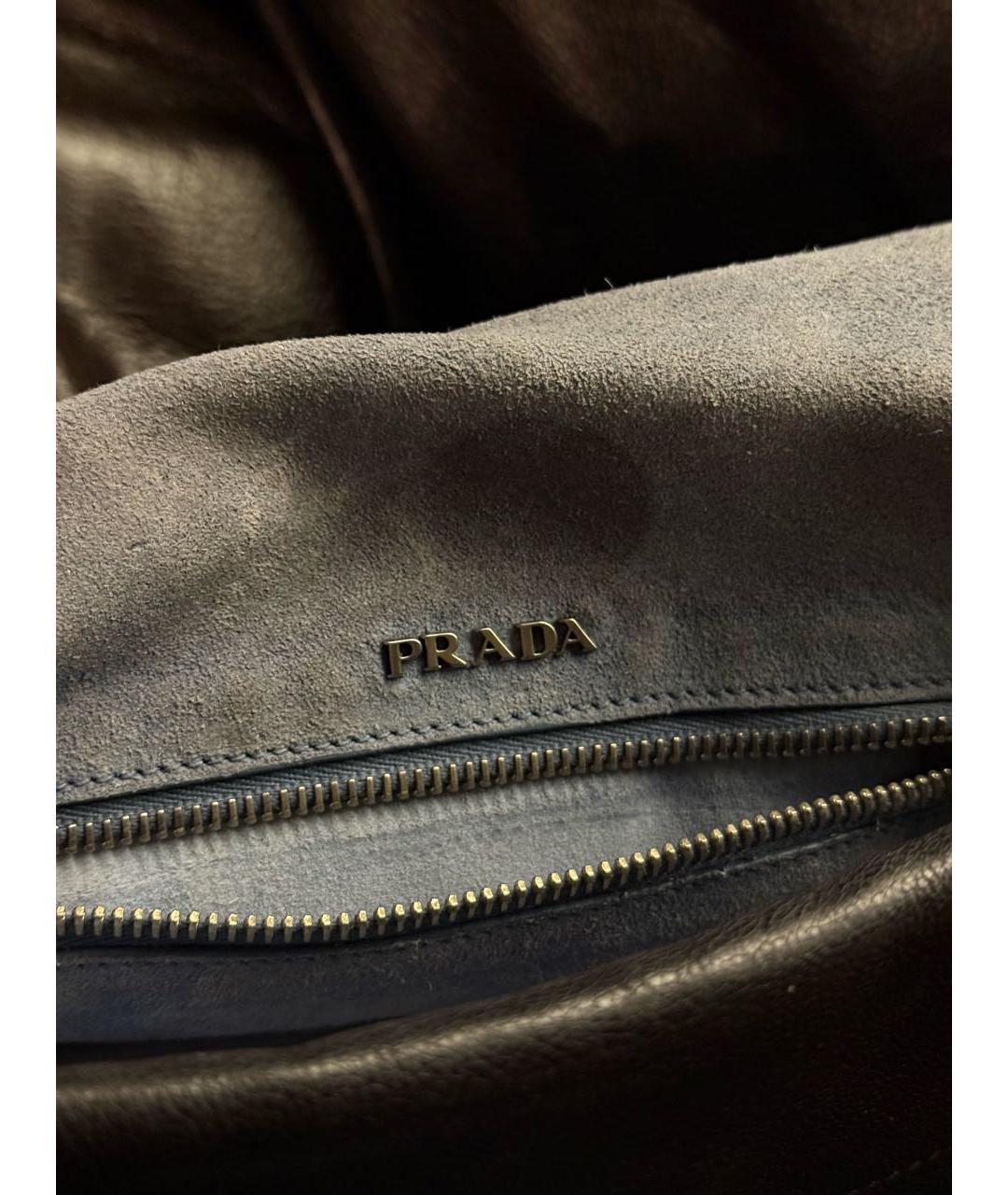 PRADA Черная кожаная сумка с короткими ручками, фото 5