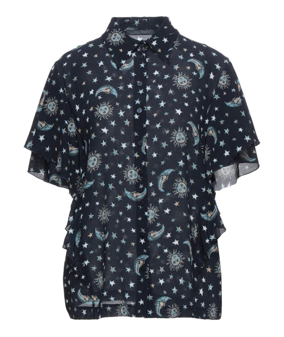 ALBERTA FERRETTI Темно-синяя шелковая блузы, фото 1