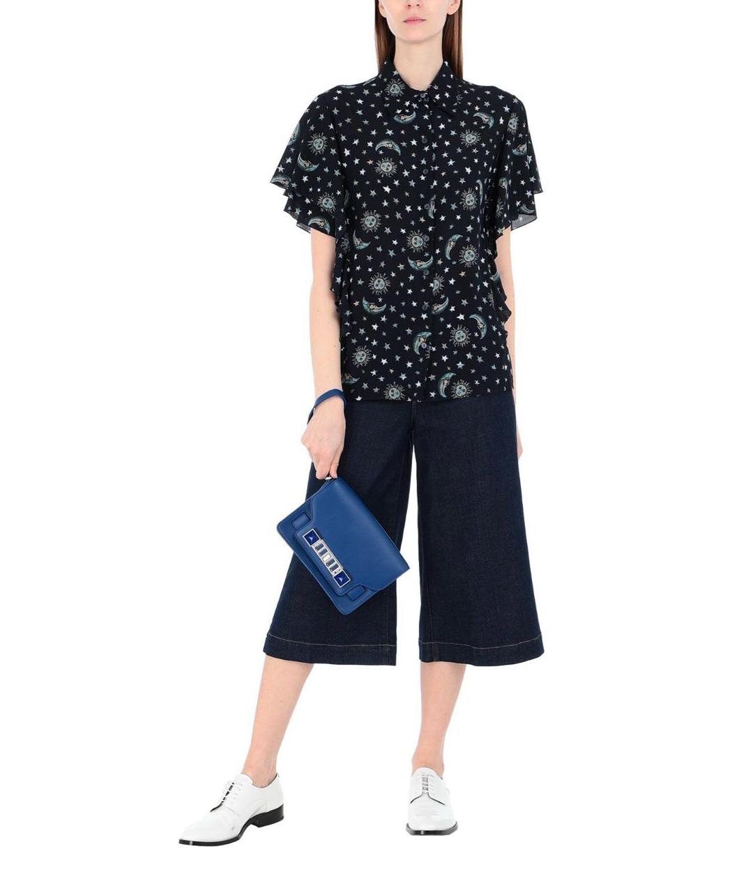 ALBERTA FERRETTI Темно-синяя шелковая блузы, фото 2