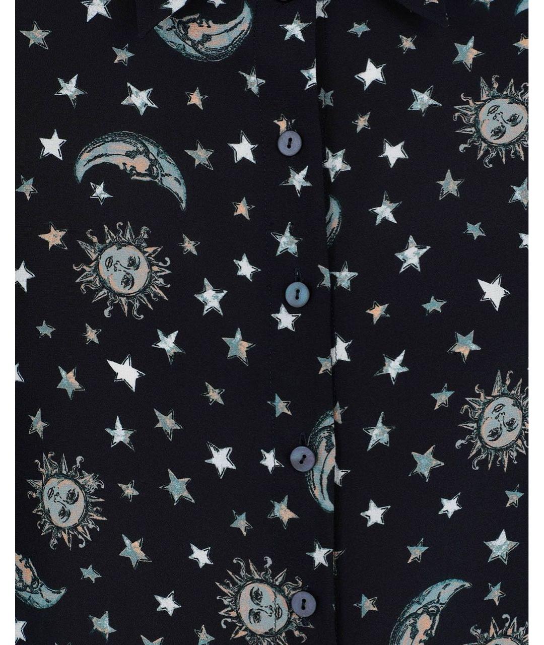 ALBERTA FERRETTI Темно-синяя шелковая блузы, фото 4