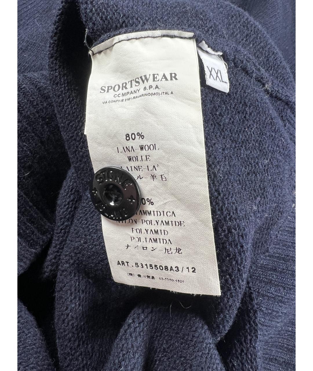 STONE ISLAND Темно-синий шерстяной джемпер / свитер, фото 5