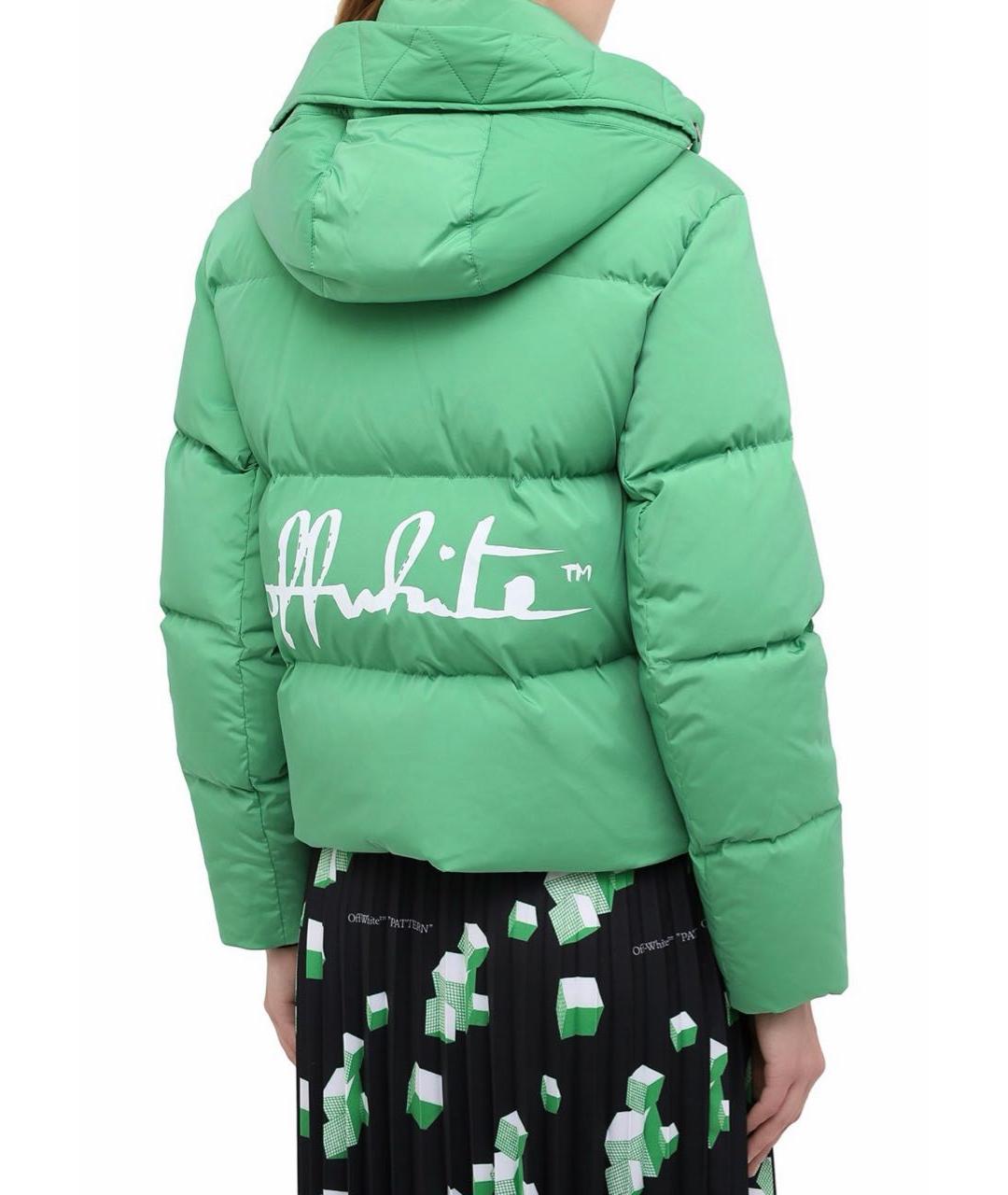 OFF-WHITE Зеленый полиамидовый пуховик, фото 2