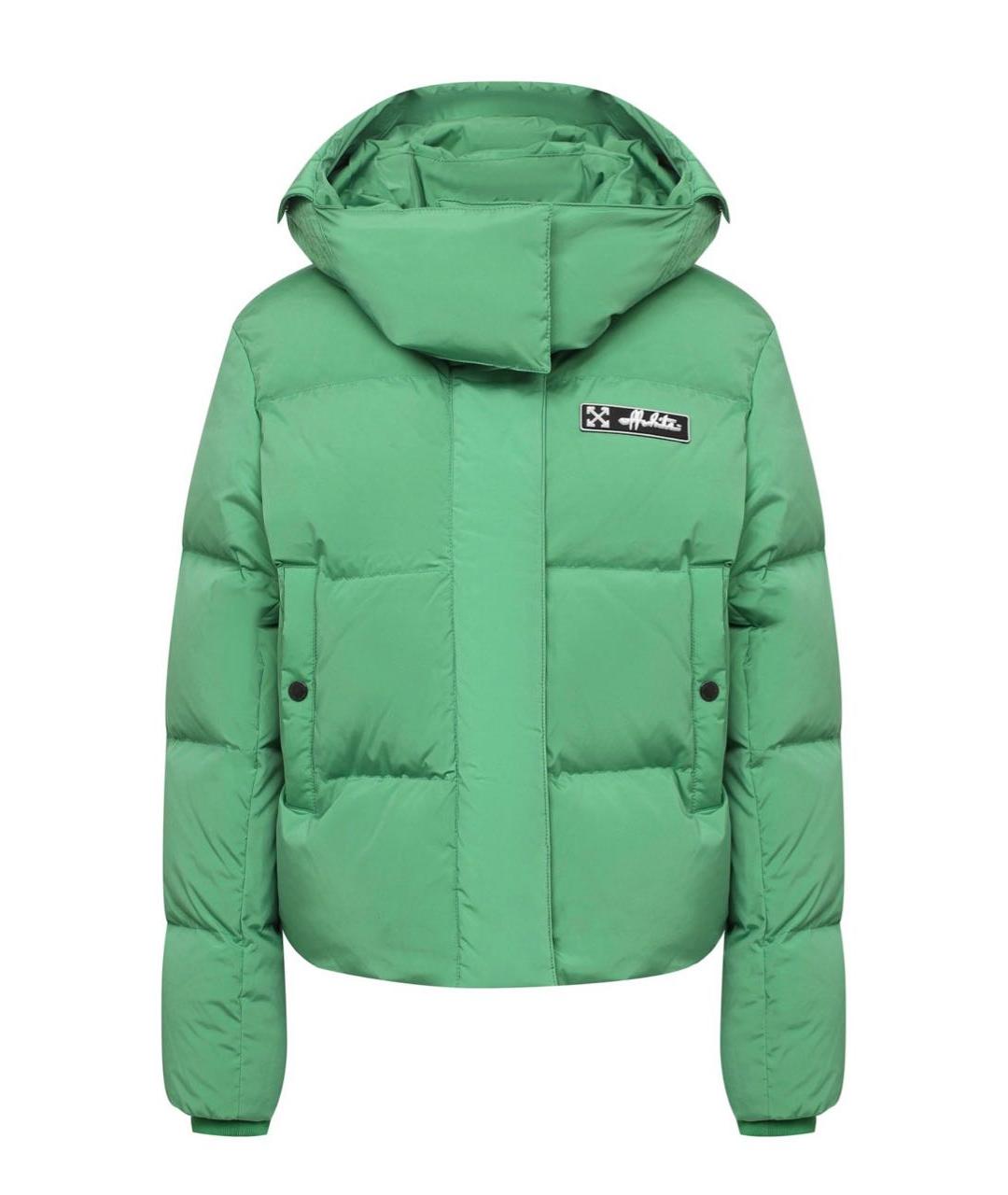 OFF-WHITE Зеленый полиамидовый пуховик, фото 1