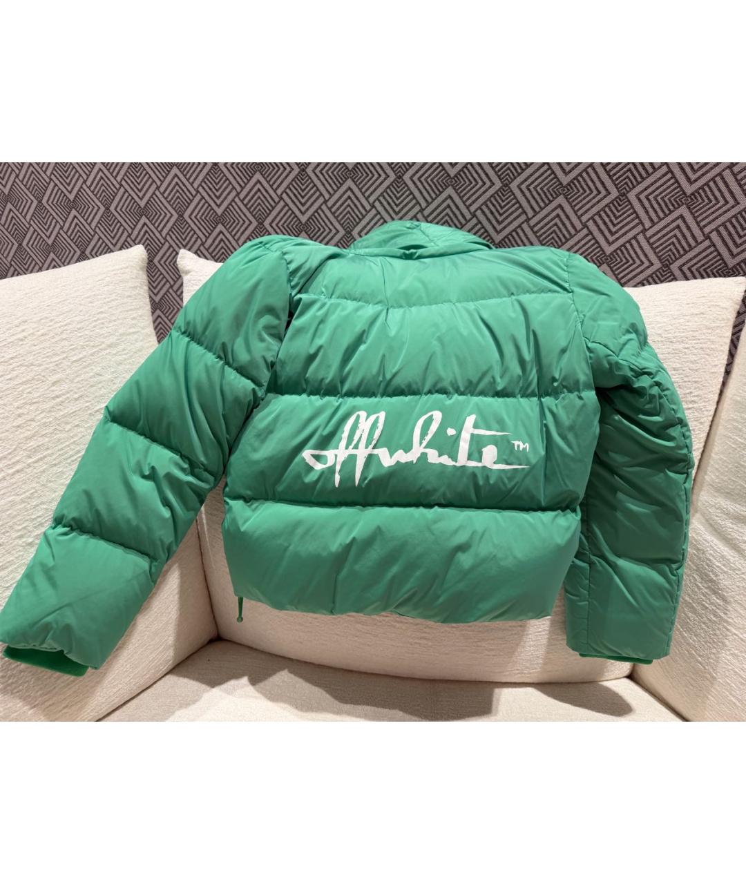 OFF-WHITE Зеленый полиамидовый пуховик, фото 3