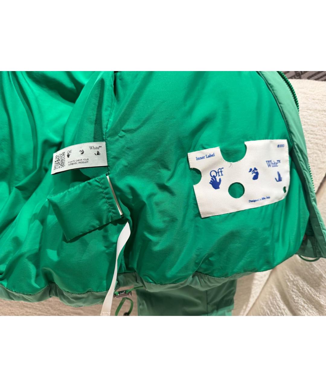 OFF-WHITE Зеленый полиамидовый пуховик, фото 6