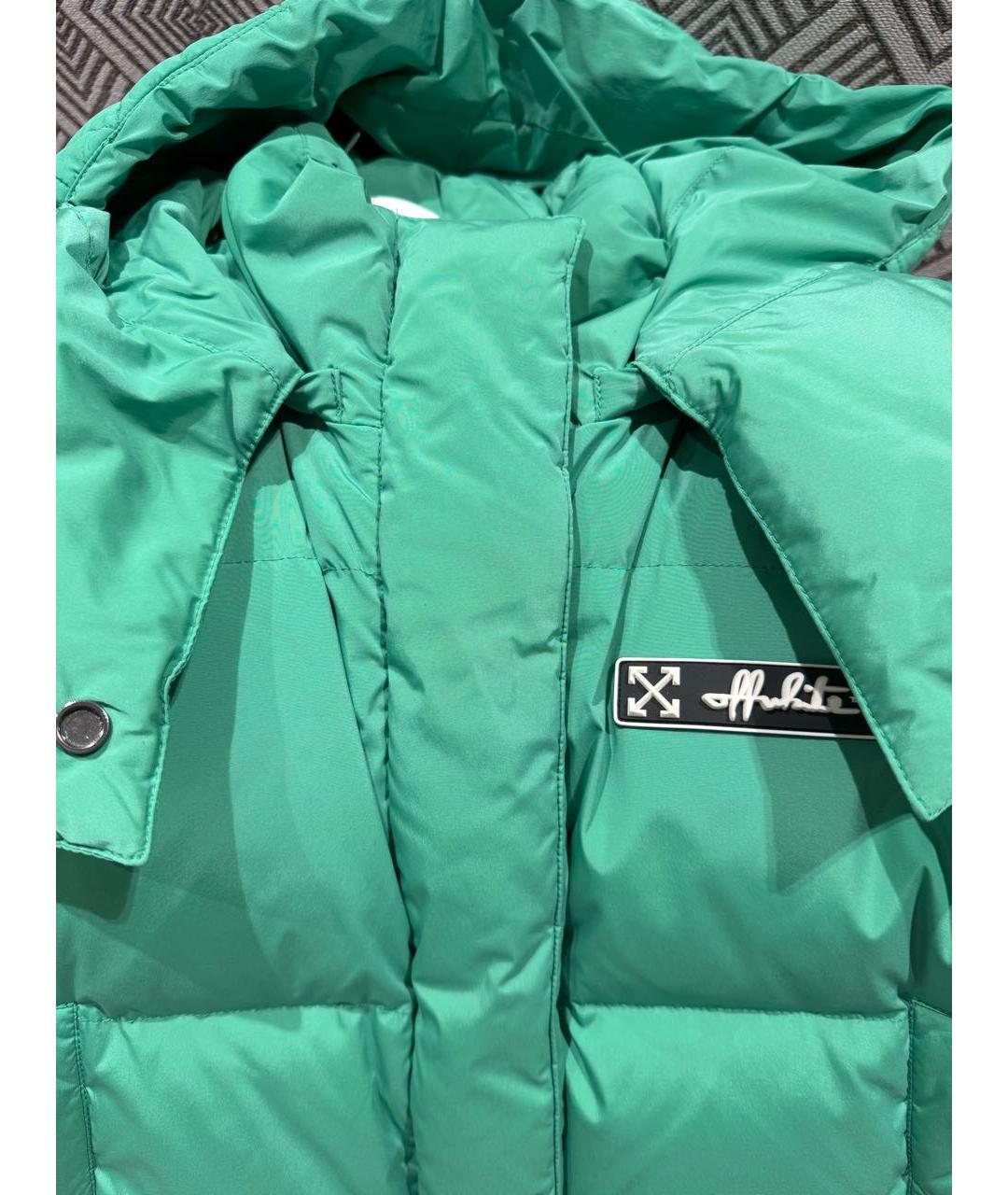 OFF-WHITE Зеленый полиамидовый пуховик, фото 4