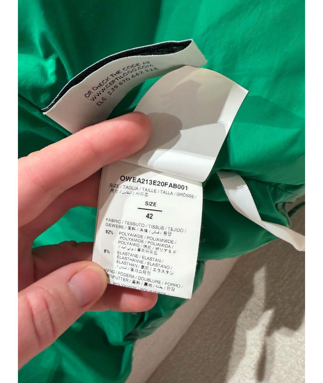 OFF-WHITE Зеленый полиамидовый пуховик, фото 7