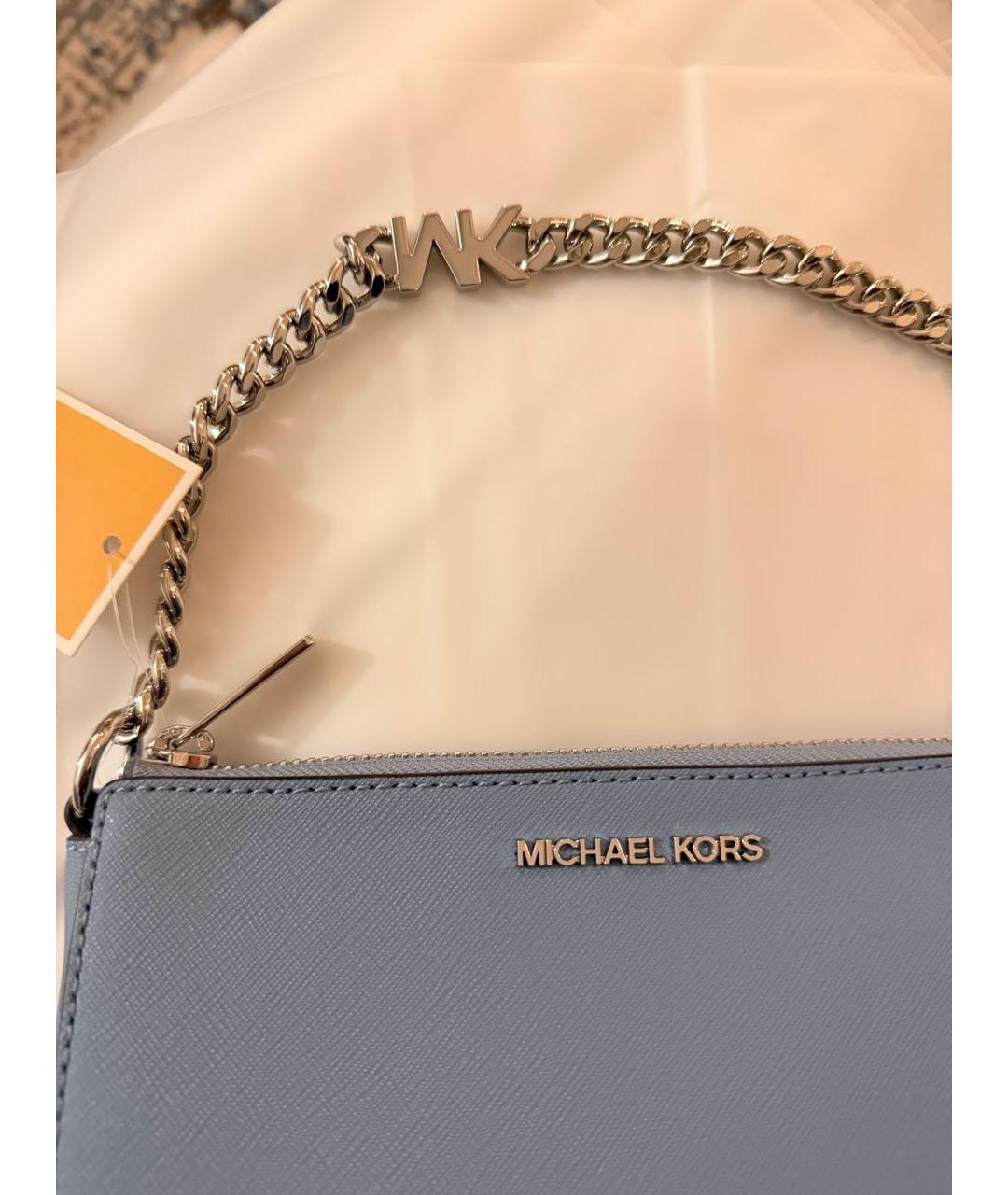 MICHAEL KORS Голубая кожаная сумка с короткими ручками, фото 2