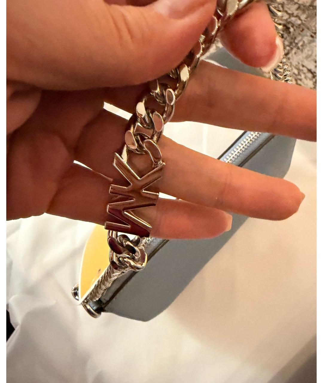 MICHAEL KORS Голубая кожаная сумка с короткими ручками, фото 3