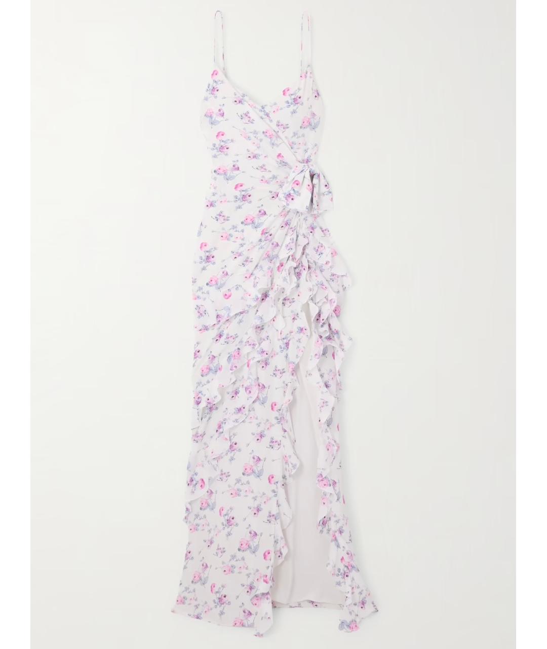 ALESSANDRA RICH Белое шелковое коктейльное платье, фото 5