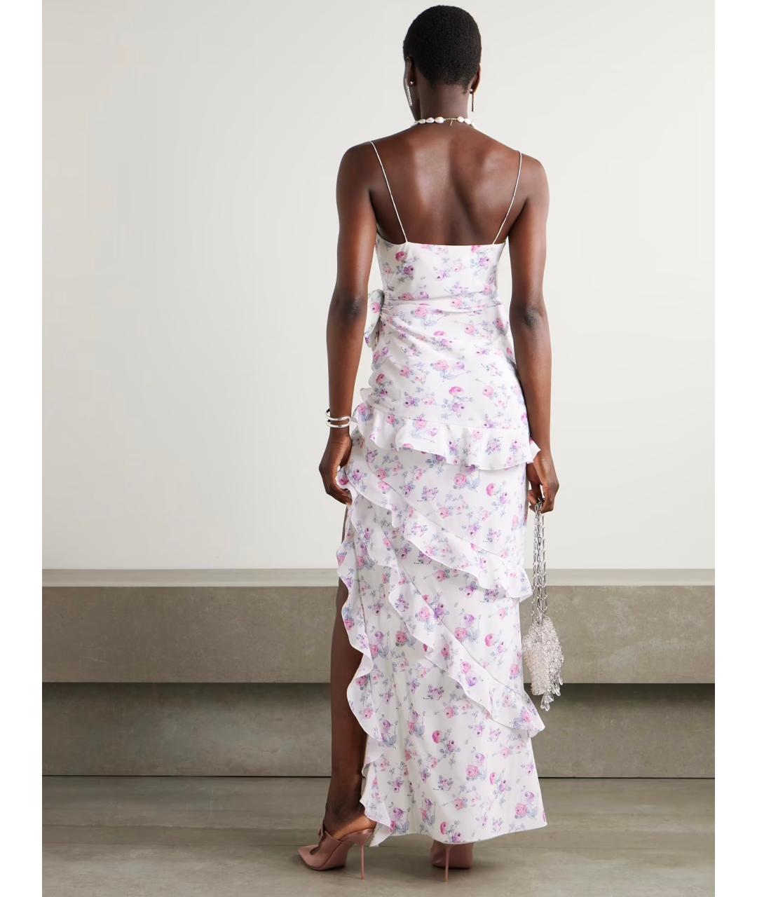 ALESSANDRA RICH Белое шелковое коктейльное платье, фото 3