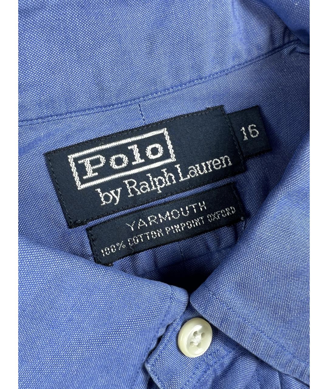 POLO RALPH LAUREN Голубая хлопковая классическая рубашка, фото 3