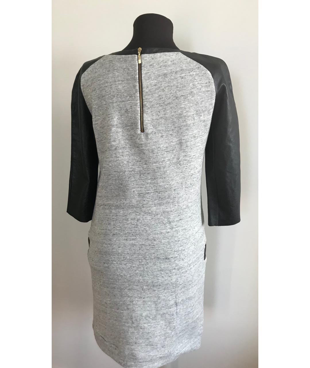 MAJE Серое кожаное повседневное платье, фото 2