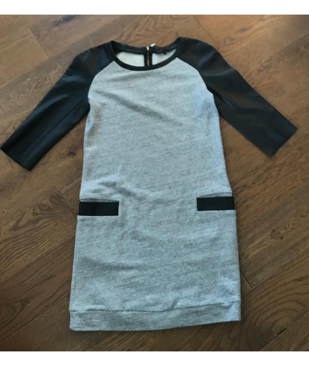 MAJE Серое кожаное повседневное платье, фото 6