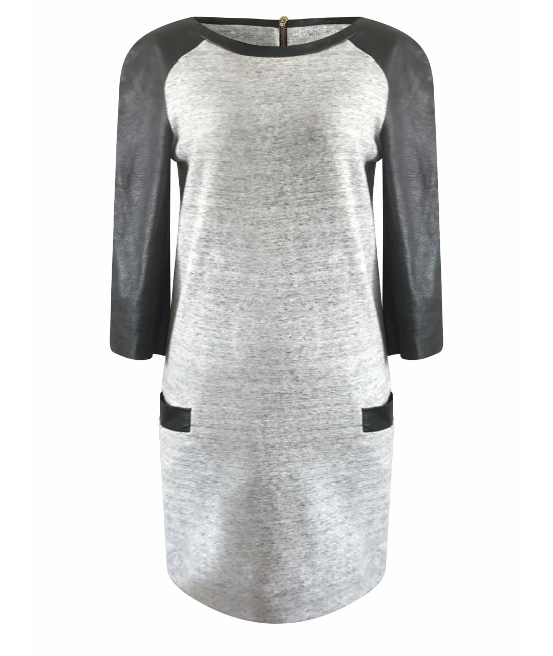 MAJE Серое кожаное повседневное платье, фото 1