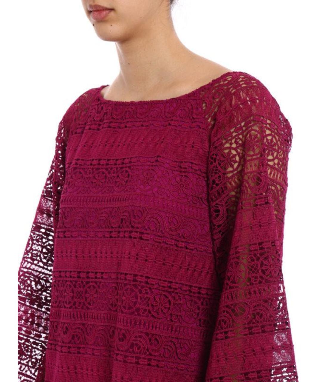 ALBERTA FERRETTI Бордовое полиэстеровое коктейльное платье, фото 4