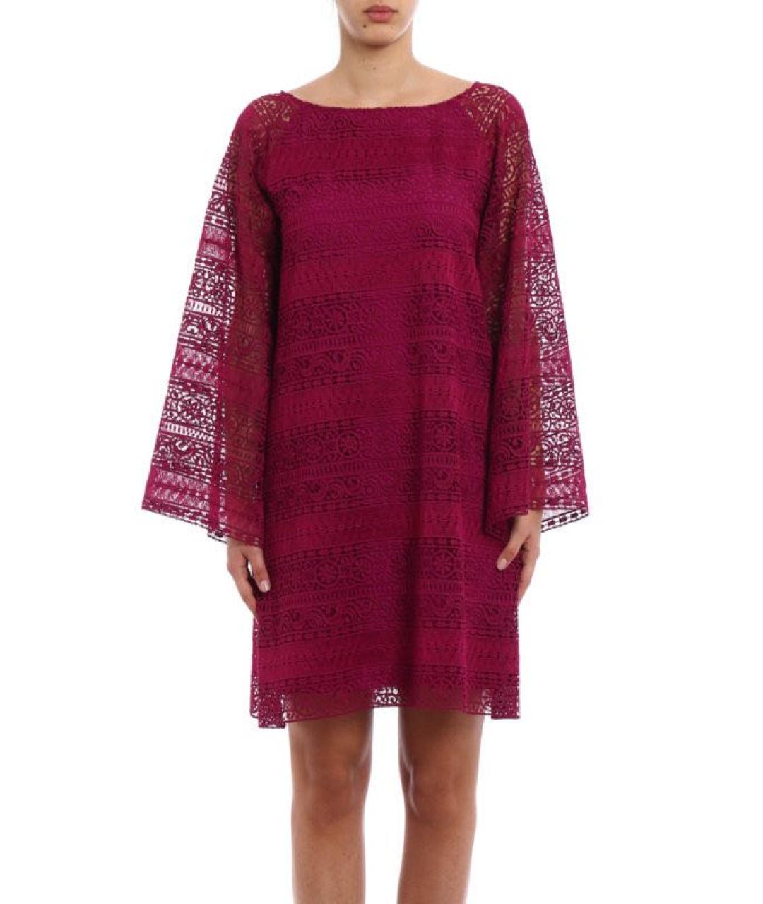 ALBERTA FERRETTI Бордовое полиэстеровое коктейльное платье, фото 2