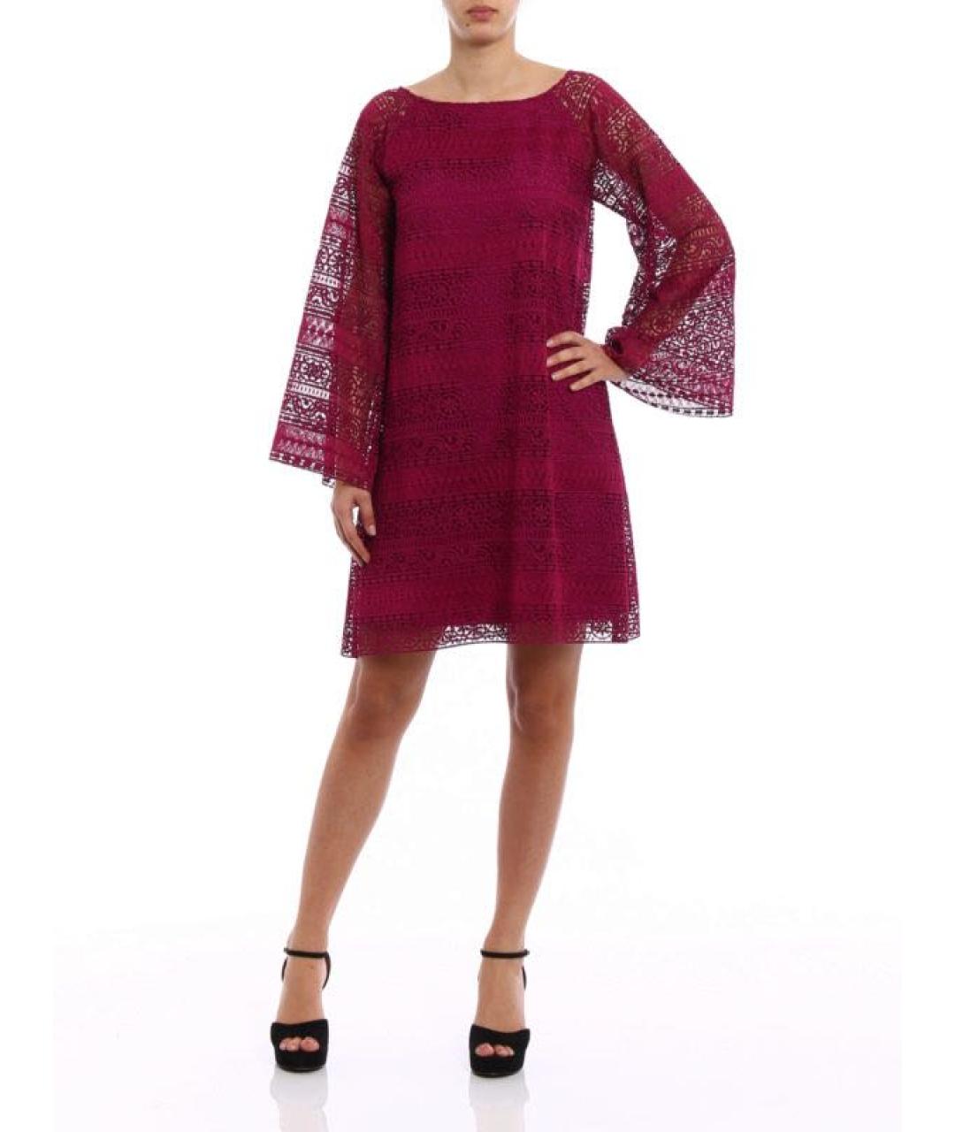 ALBERTA FERRETTI Бордовое полиэстеровое коктейльное платье, фото 5