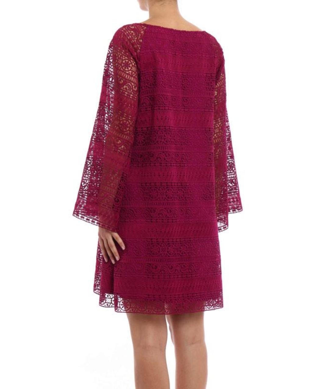 ALBERTA FERRETTI Бордовое полиэстеровое коктейльное платье, фото 3