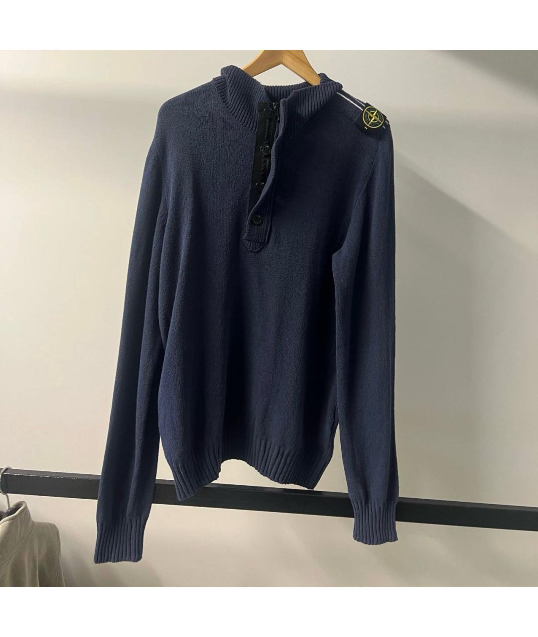 STONE ISLAND Темно-синий хлопковый джемпер / свитер, фото 5